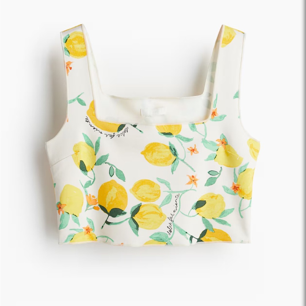 H&M Cream and Yellow Skater Mini Skirt and Crop Top - Picture 7 of 10